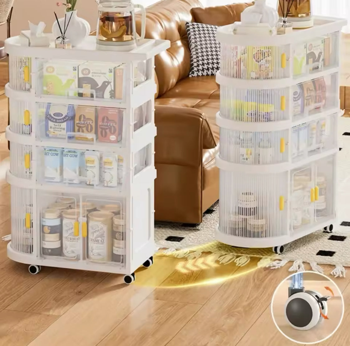Foldable Baby Rack Trolley With Wheels, Multi Layer Sundries Storage Organizer, Movable Snack Storage Rack Foldable Baby Rack Trolley With Wheels, Multi Layer Sundries Storage Organizer, Movable Snack Storage Rack